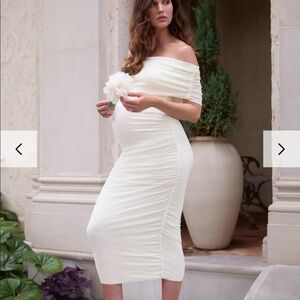 Bumpsuit Off the Shoulder Mesh Dress- Lemon- NWT